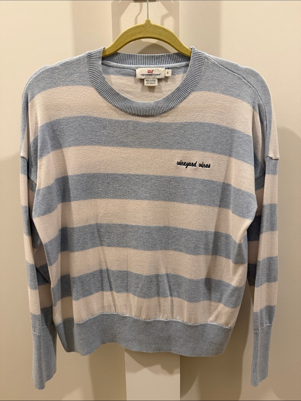Vineyard Vines Blue & Cream Striped Crewneck Sweater